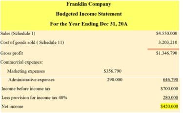  Schedule 12 - Budgeted Income Statement - budgeting